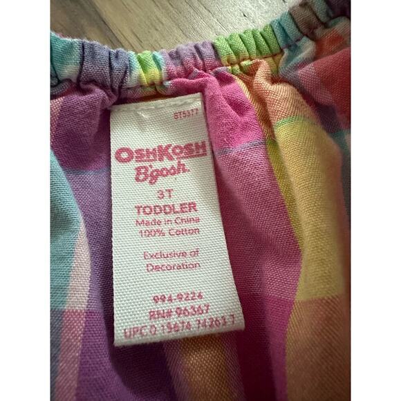 Oshkosh Girls Pink Multicolor Plaid Embroidered Sleeveless Sundress Size 3T - Picture 5 of 6